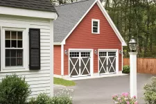 You like this look? This garage door is an Eastman E-21, 9' x 8', Moka Brown doors and Ice White overlays, 8 lite Panoramic windows.